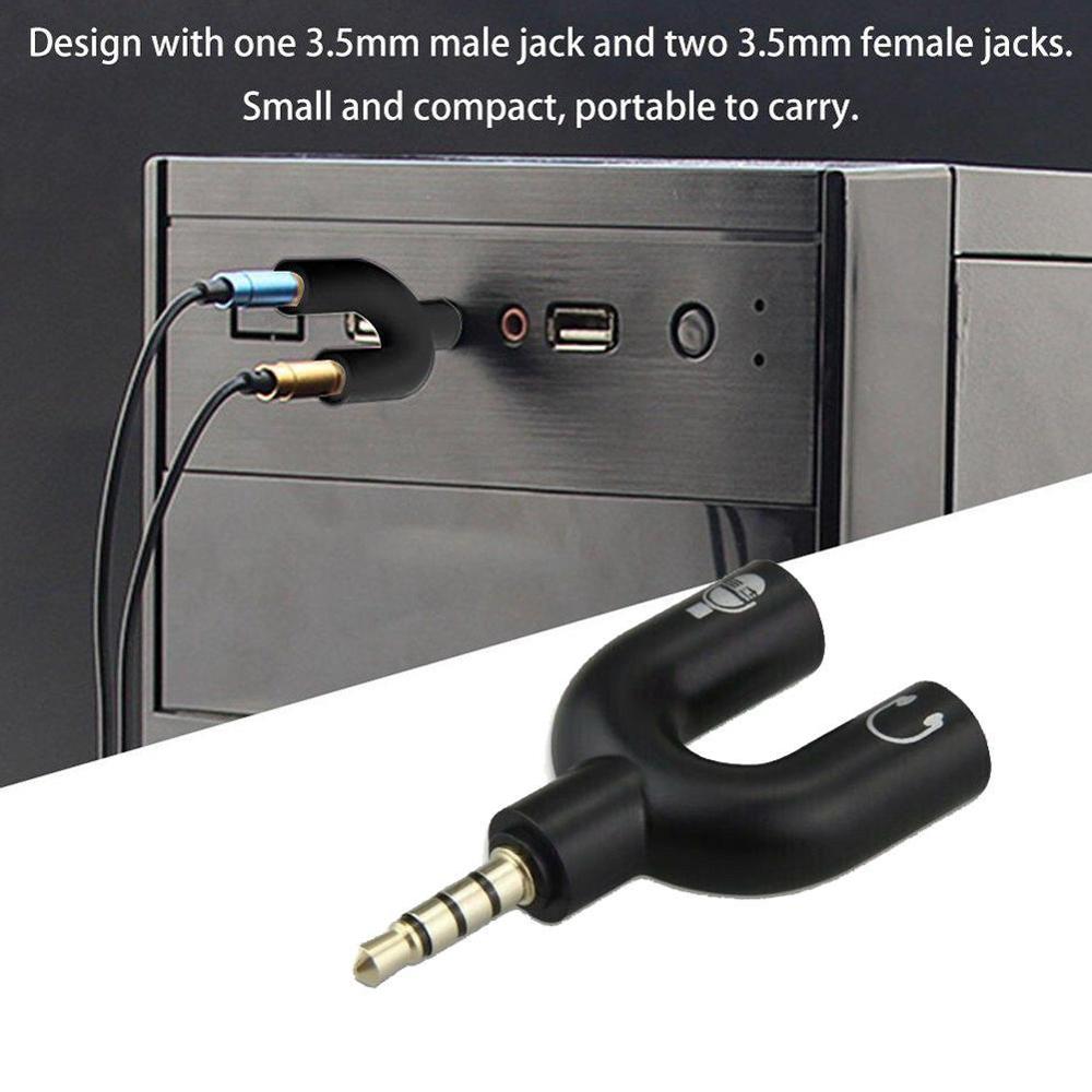 1PC Dual 3.5MM U Type Adapter  - огляд і ціна Earphone Splitter Jack